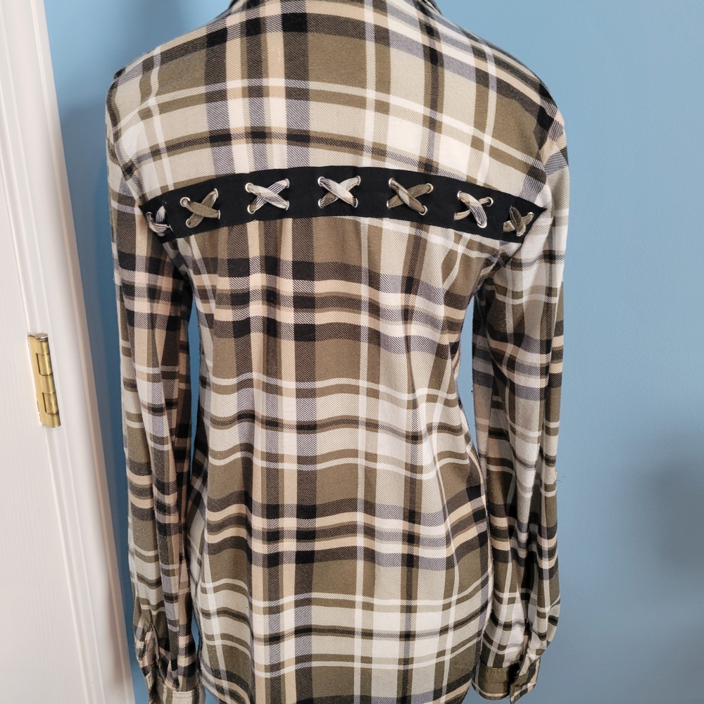Daytrip Plaid Button-Down Shirt with Cross-Stitch Accent